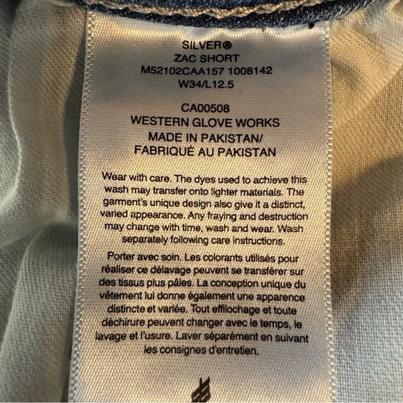 Silver Zac Shorts Men’s Size 34”X 12”Faded Blue Mid Rise Zipper Stretch Jean - Picture 6 of 8